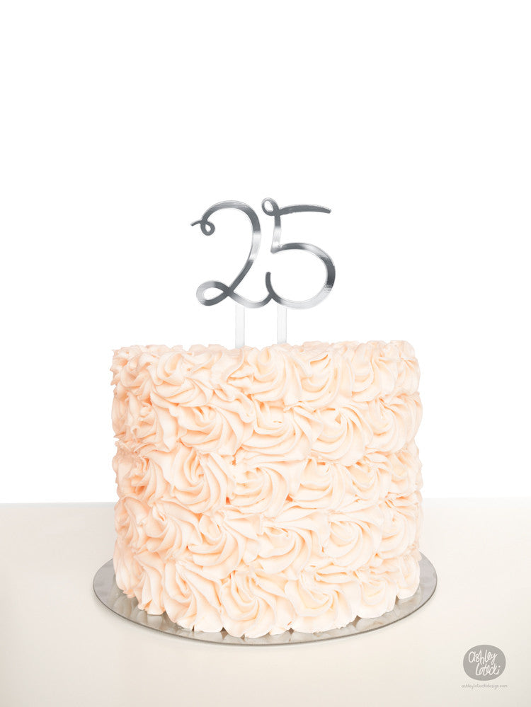 25 Rhinestone Monogram Cake Toppers – Silver